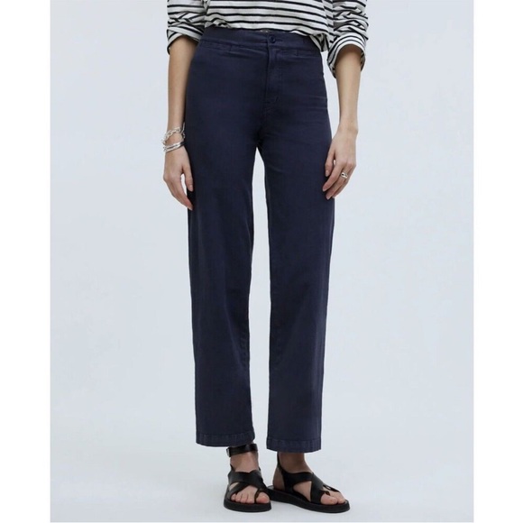 NWT Madewell Blue The Emmett Wide-Leg Crop Pant: Welt Pocket Edition - Picture 2 of 7